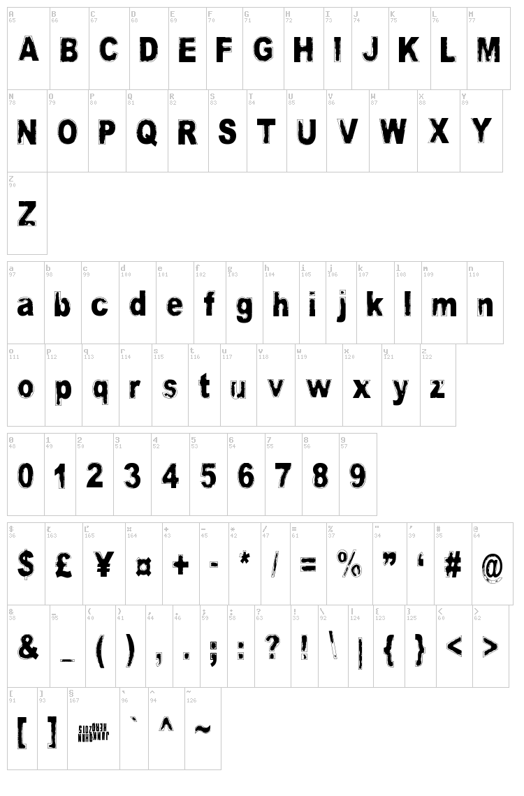 Velvet Queen font map
